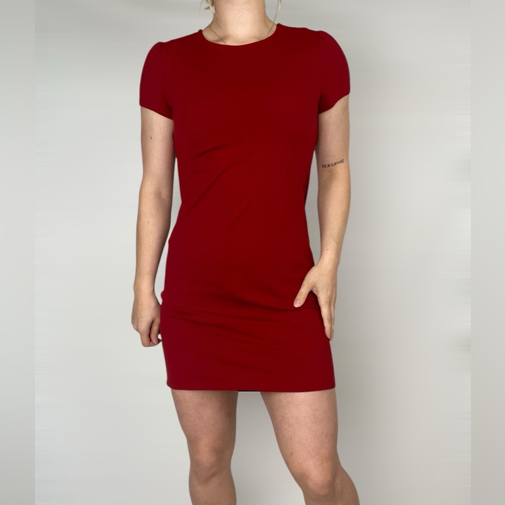 SUSANA MONACO Short Sleeve Crewneck Bodycon Mini Dress Stretch Casual Minimal